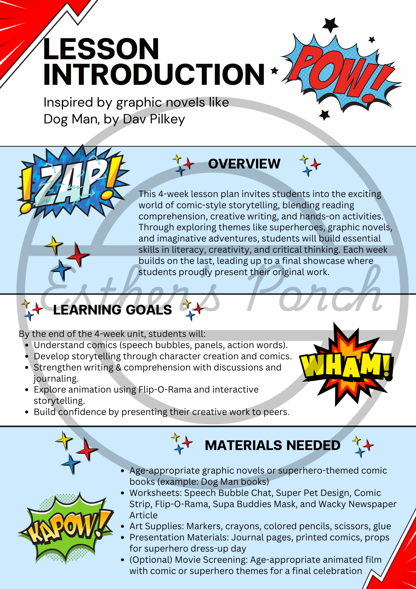 Comic Creation & Superhero Storytelling – 4-Week Lesson Plan