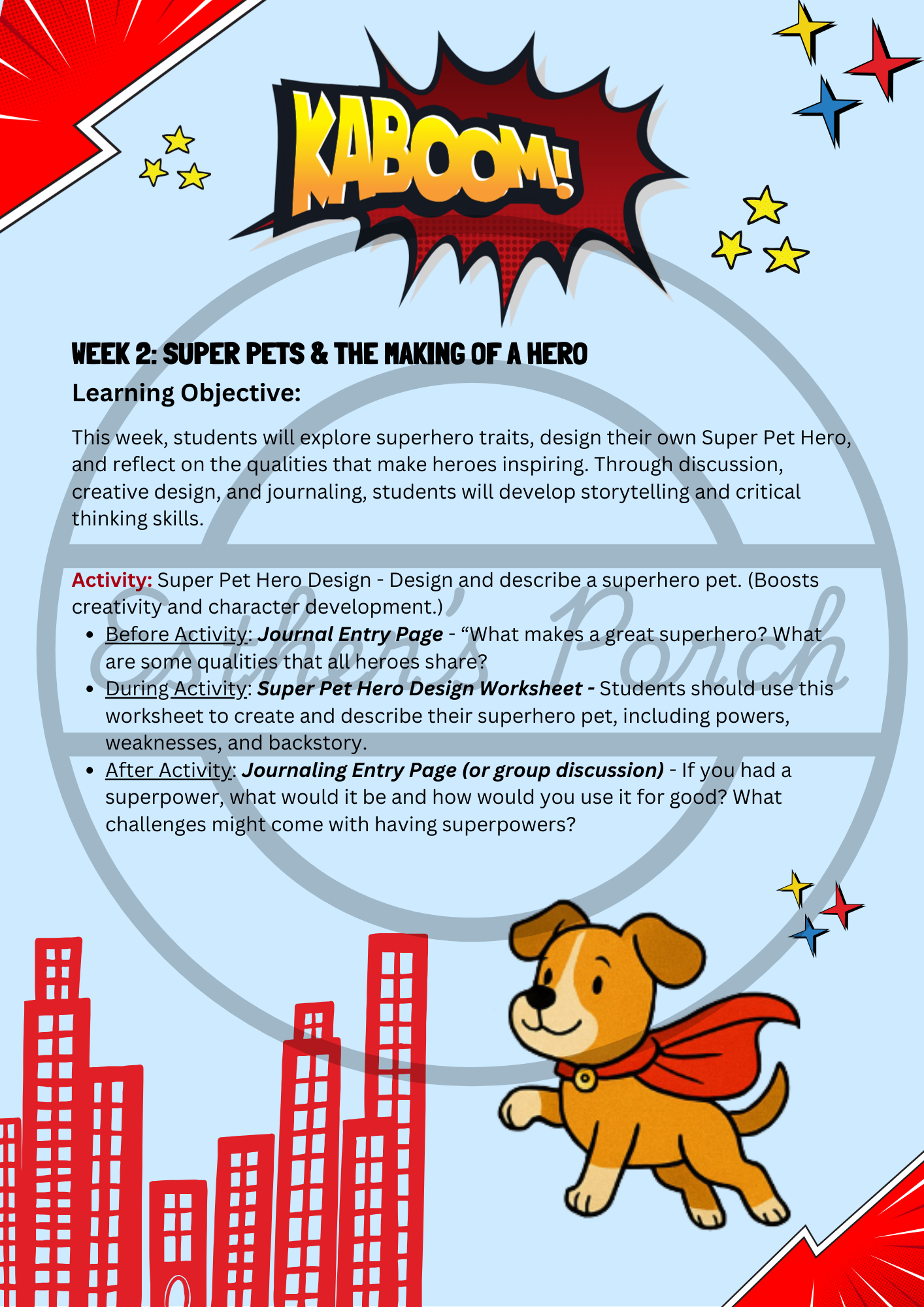 Comic Creation & Superhero Storytelling – 4-Week Lesson Plan