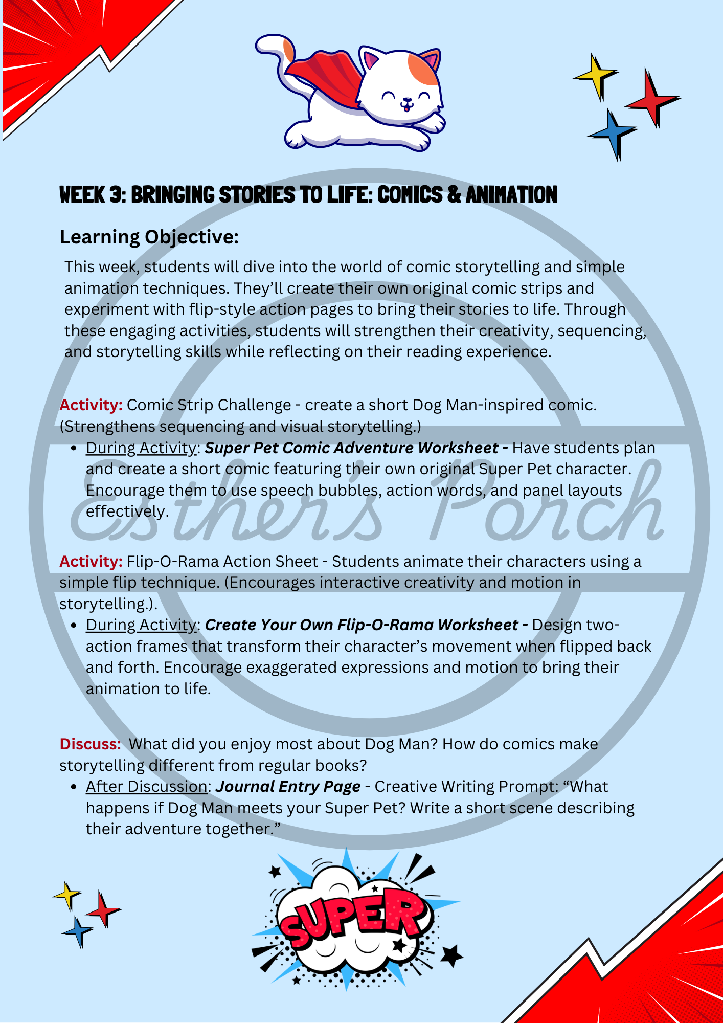 Comic Creation & Superhero Storytelling – 4-Week Lesson Plan