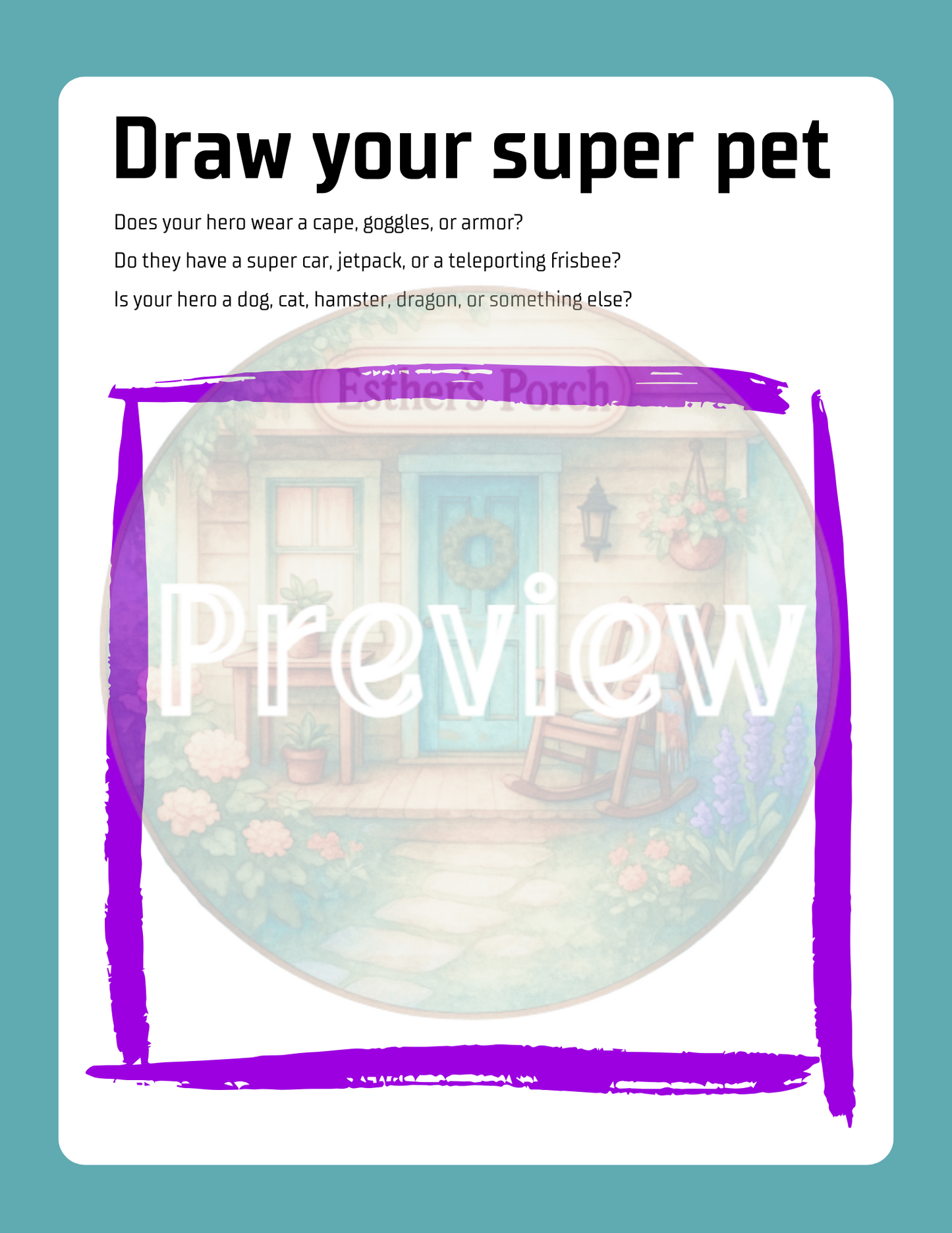 Super Pet Hero Design Worksheet