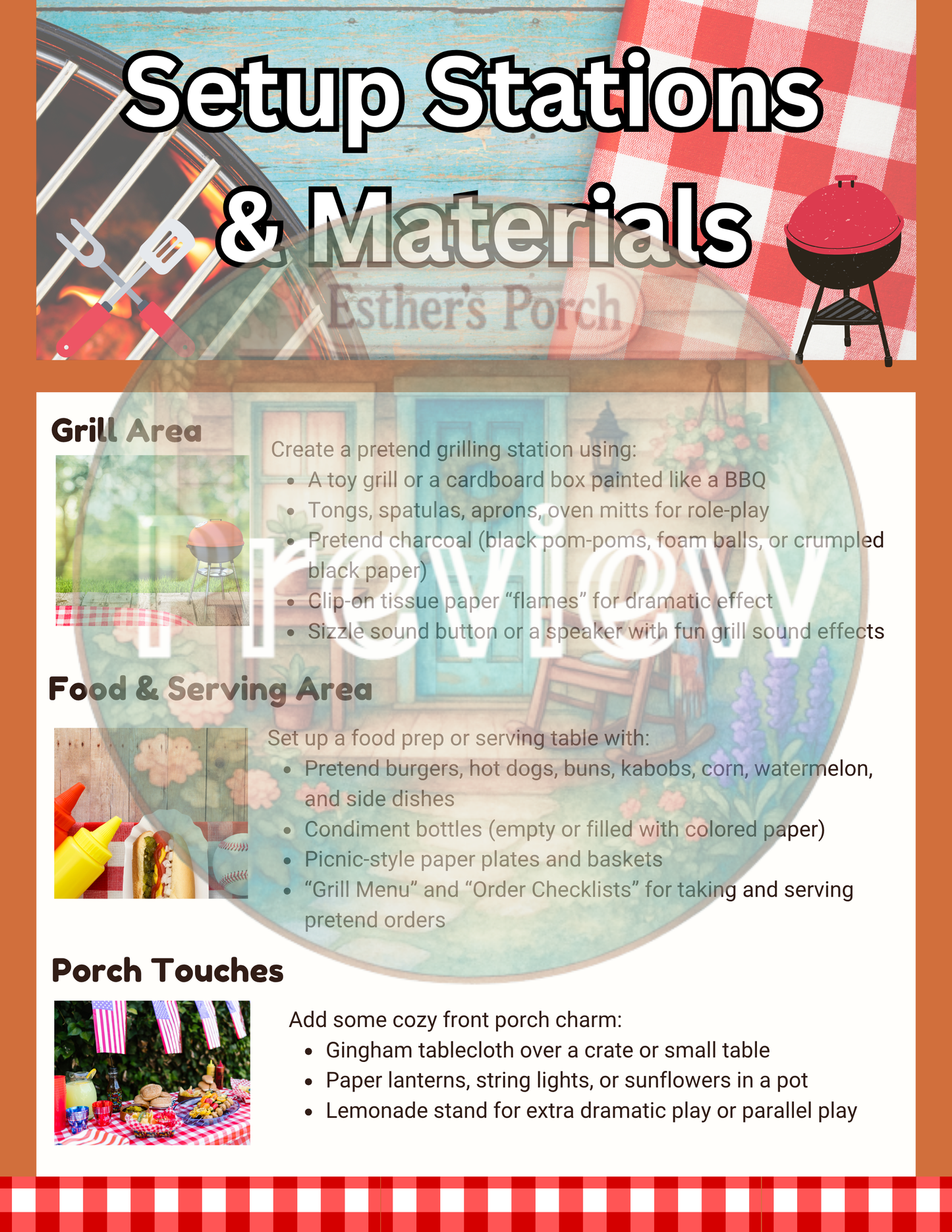 Grillin’ on the Porch Dramatic Play Kit!