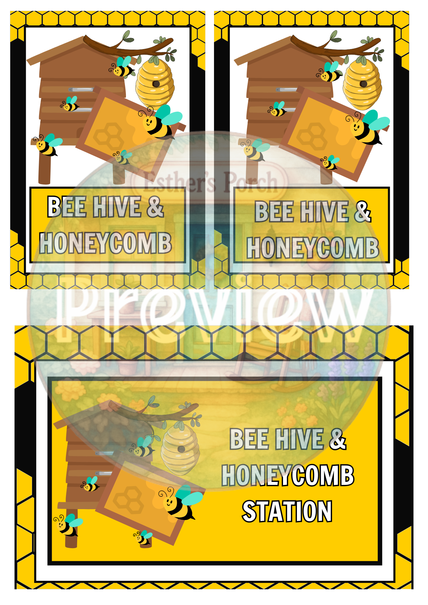 Bee-Themed Learning & Dramatic Play Label Collection