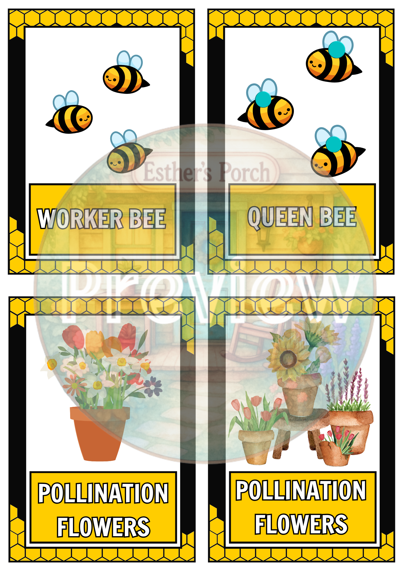 Bee-Themed Learning & Dramatic Play Label Collection