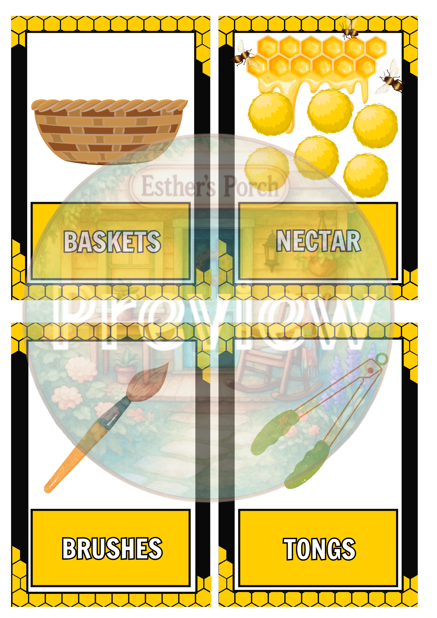 Bee-Themed Learning & Dramatic Play Label Collection