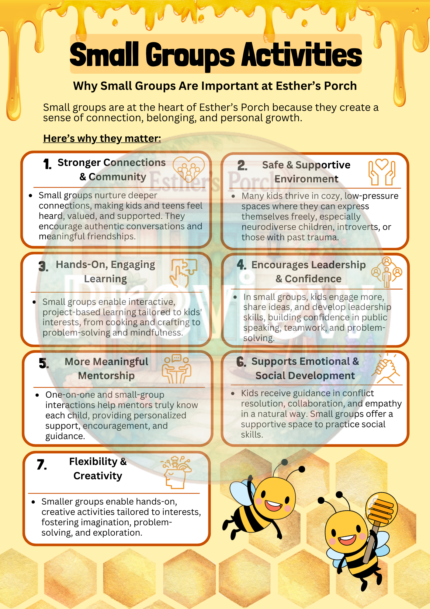 Bee Inspired Group Activities – The Esther’s Porch Experience (All Ages)