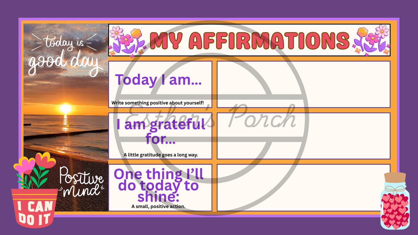 Affirmation Template + 12 Prompts – Helping Kids Find Their Inner Voice