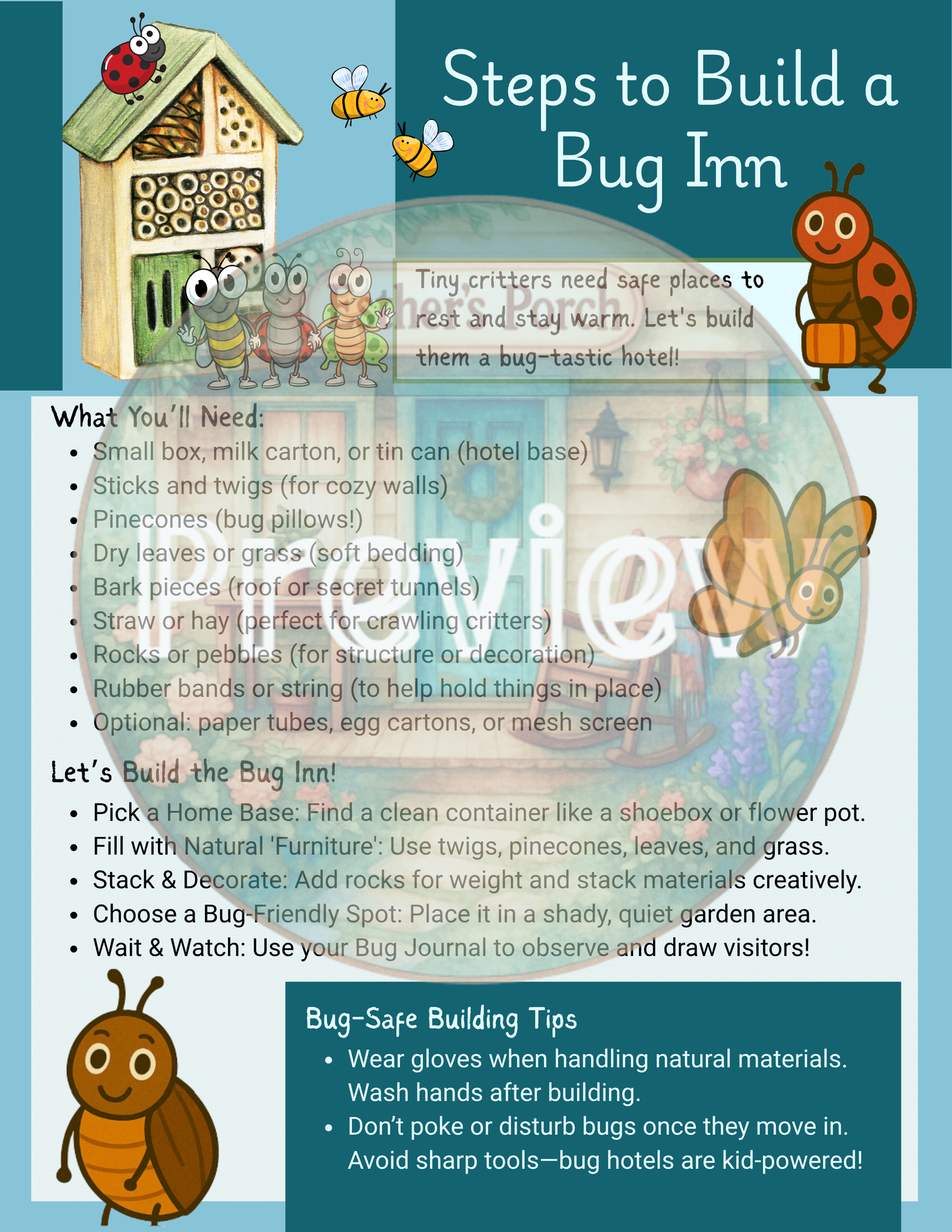 Welcome to the Bug Inn: Step-by-Step Habitat Activity with Scavenger Hunt