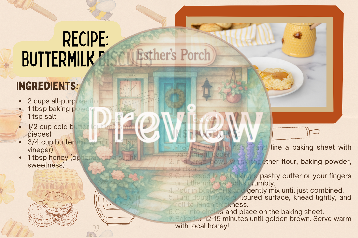 Honey & Biscuits Recipe Card