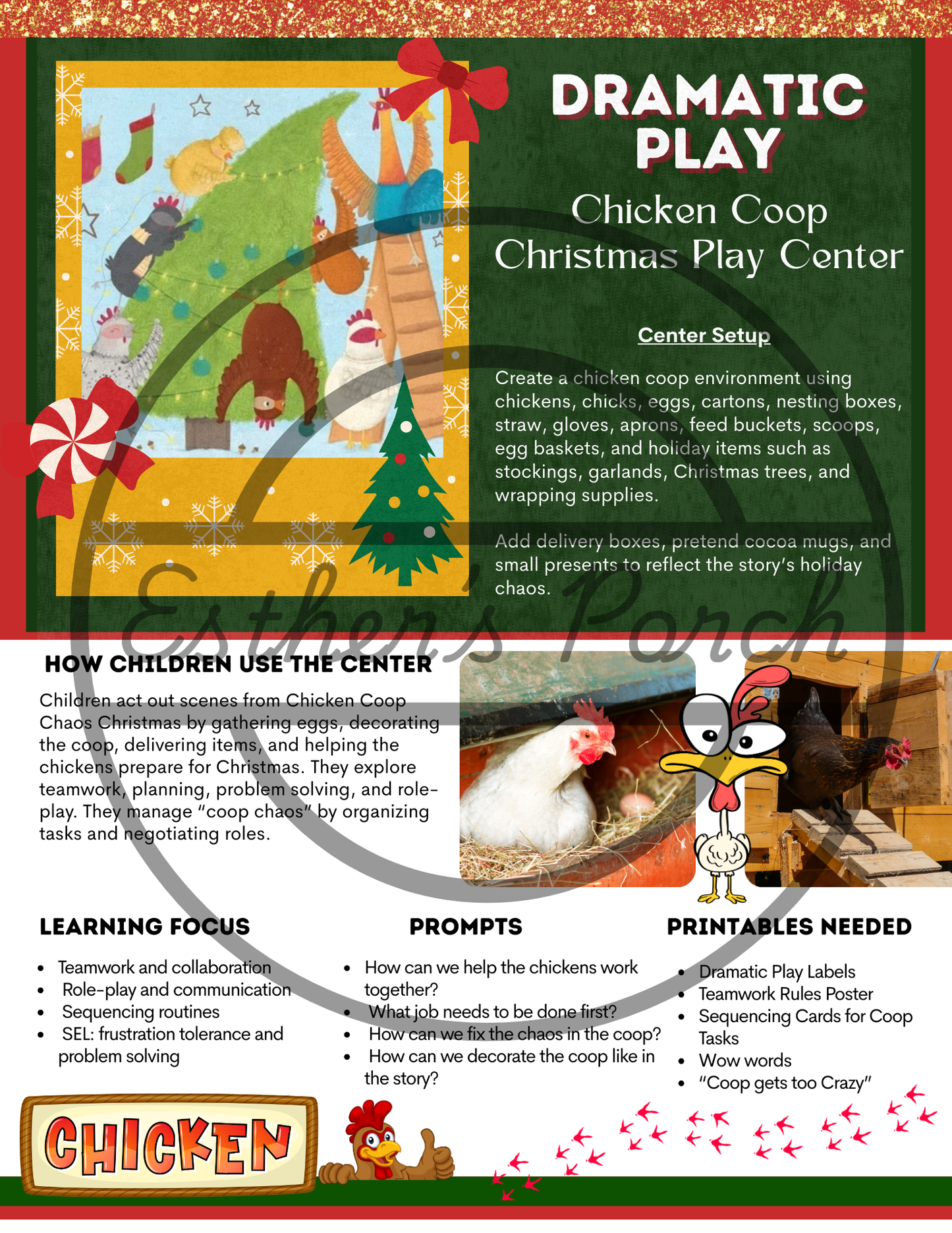 Chicken Coop Chaos Christmas Inspired - Dramatic Play Lesson