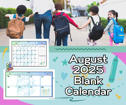 August Blank Calendar - Monthly and Weekly Planning Templates