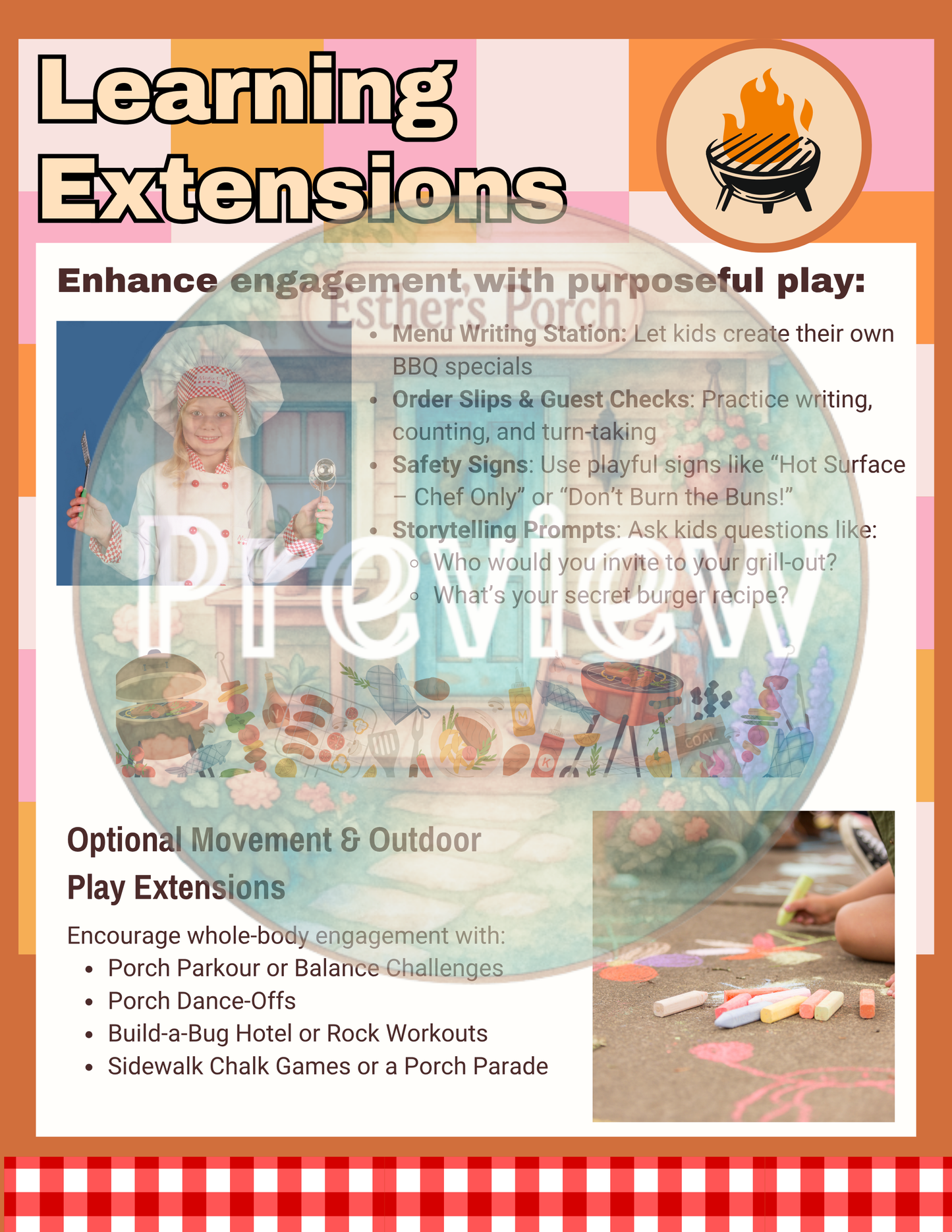 Grillin’ on the Porch Dramatic Play Kit!