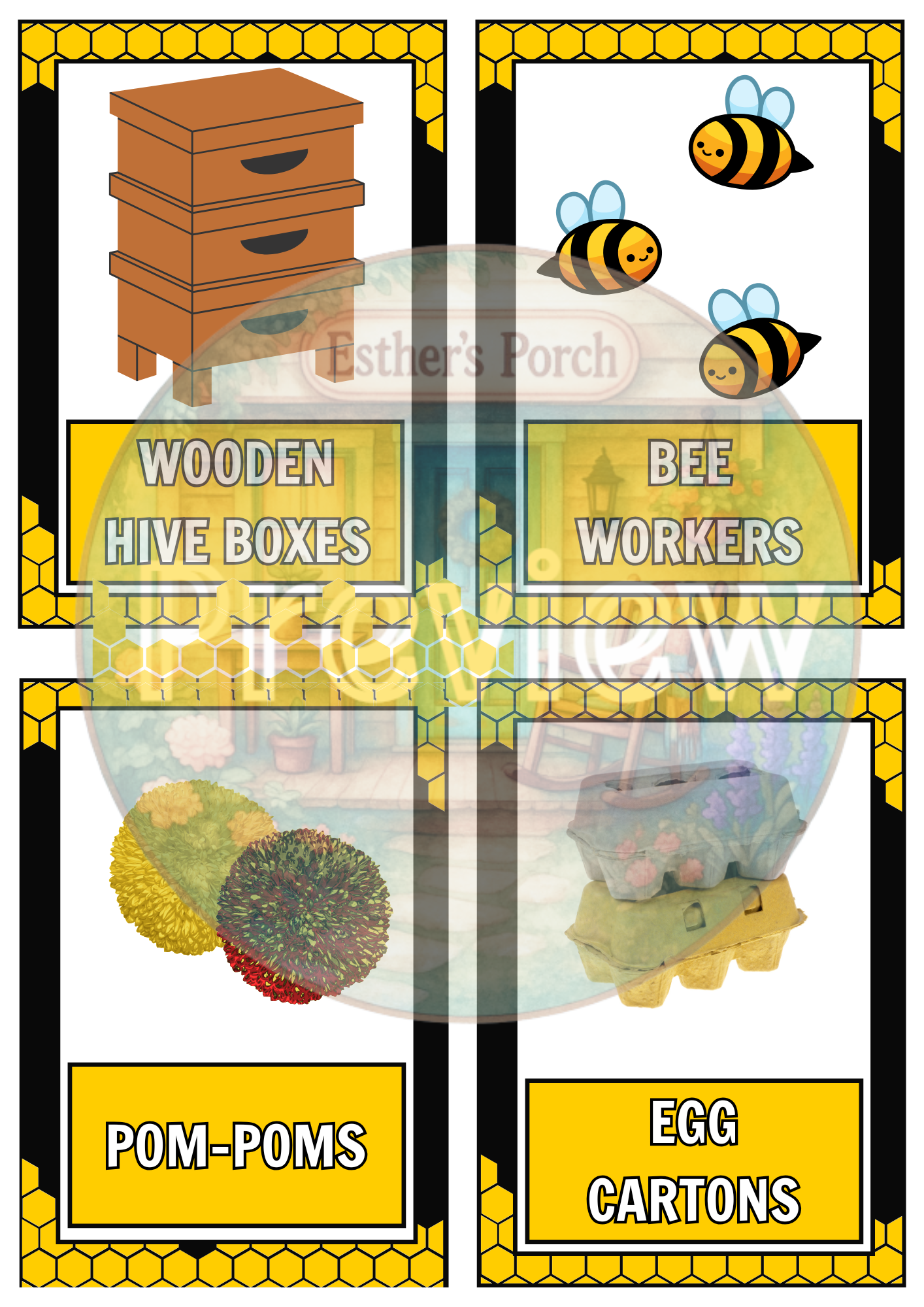 Bee-Themed Learning & Dramatic Play Label Collection