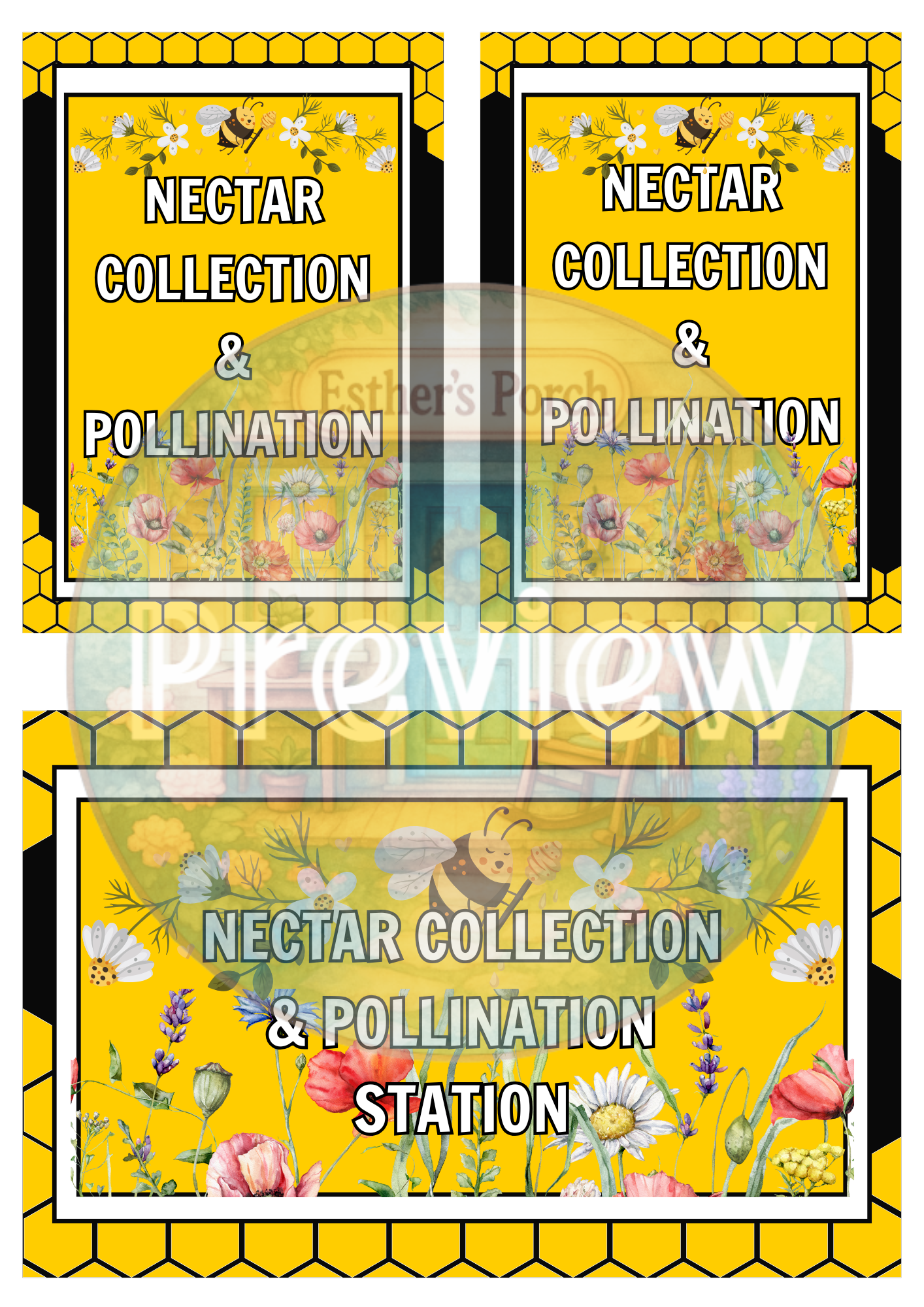 Bee-Themed Learning & Dramatic Play Label Collection