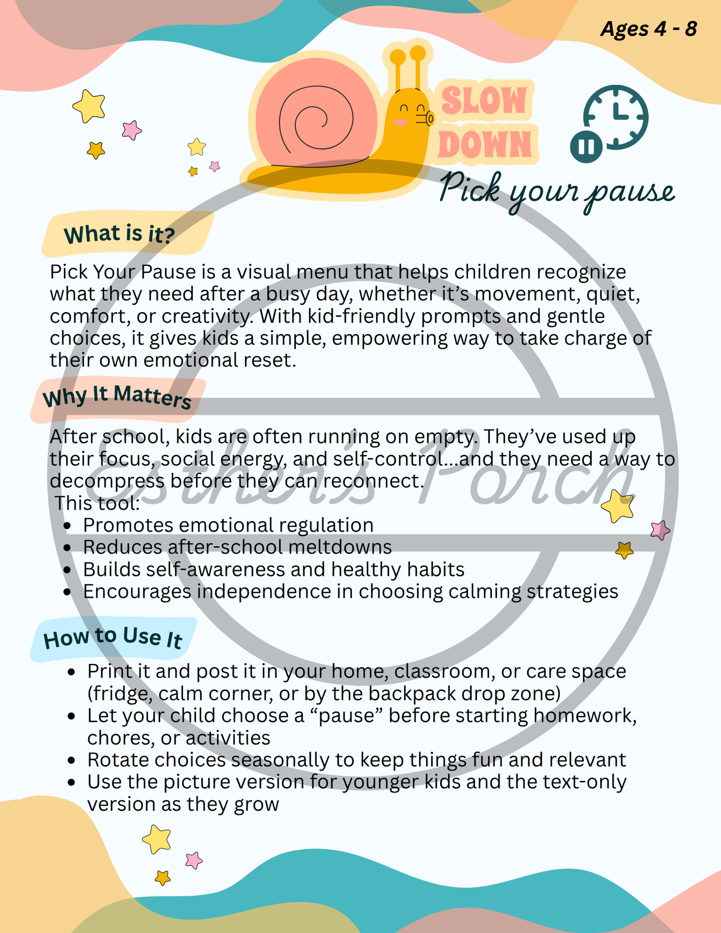Pick Your Pause - Ages 4-8