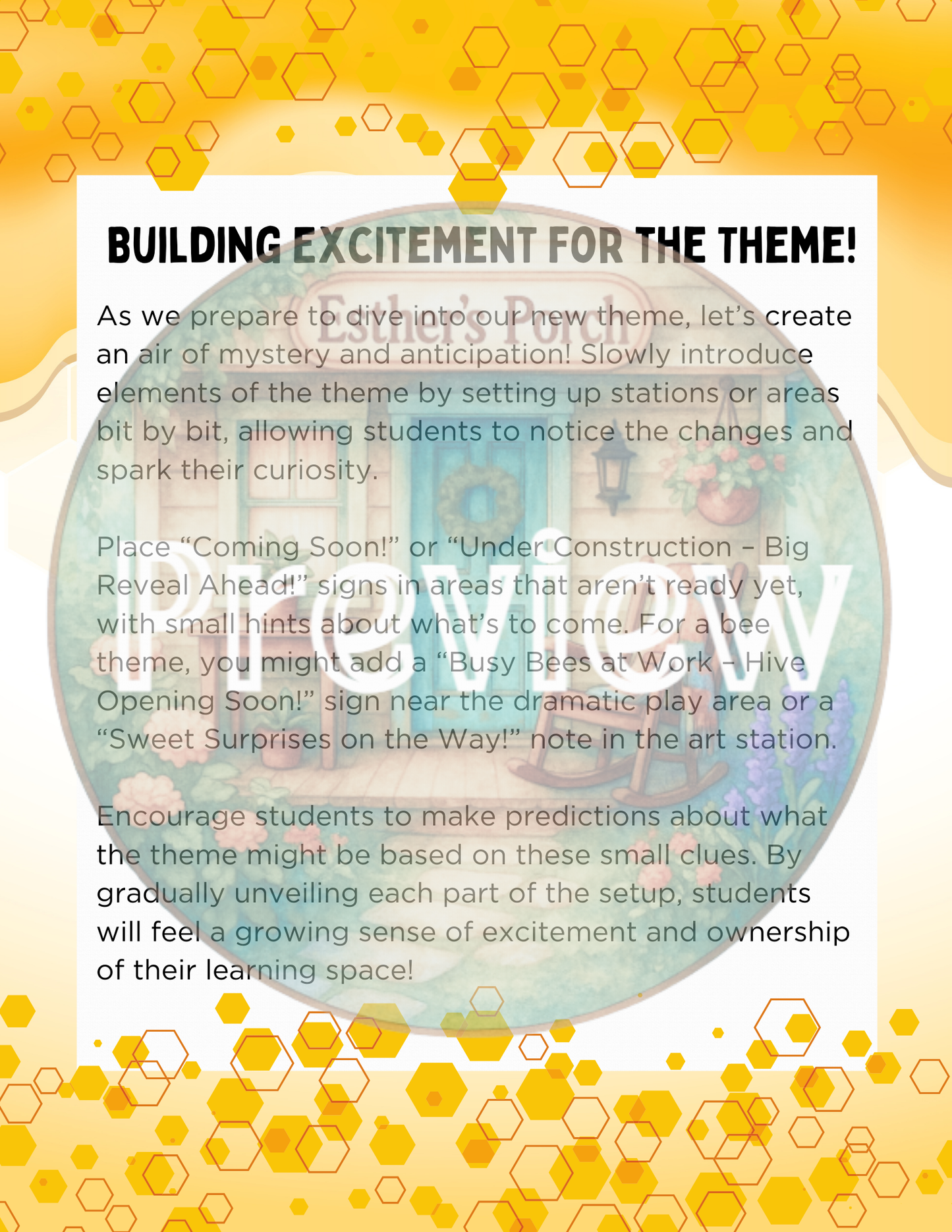 Bee-Themed Farmers Market – Dramatic Play and Entrepreneurship Game