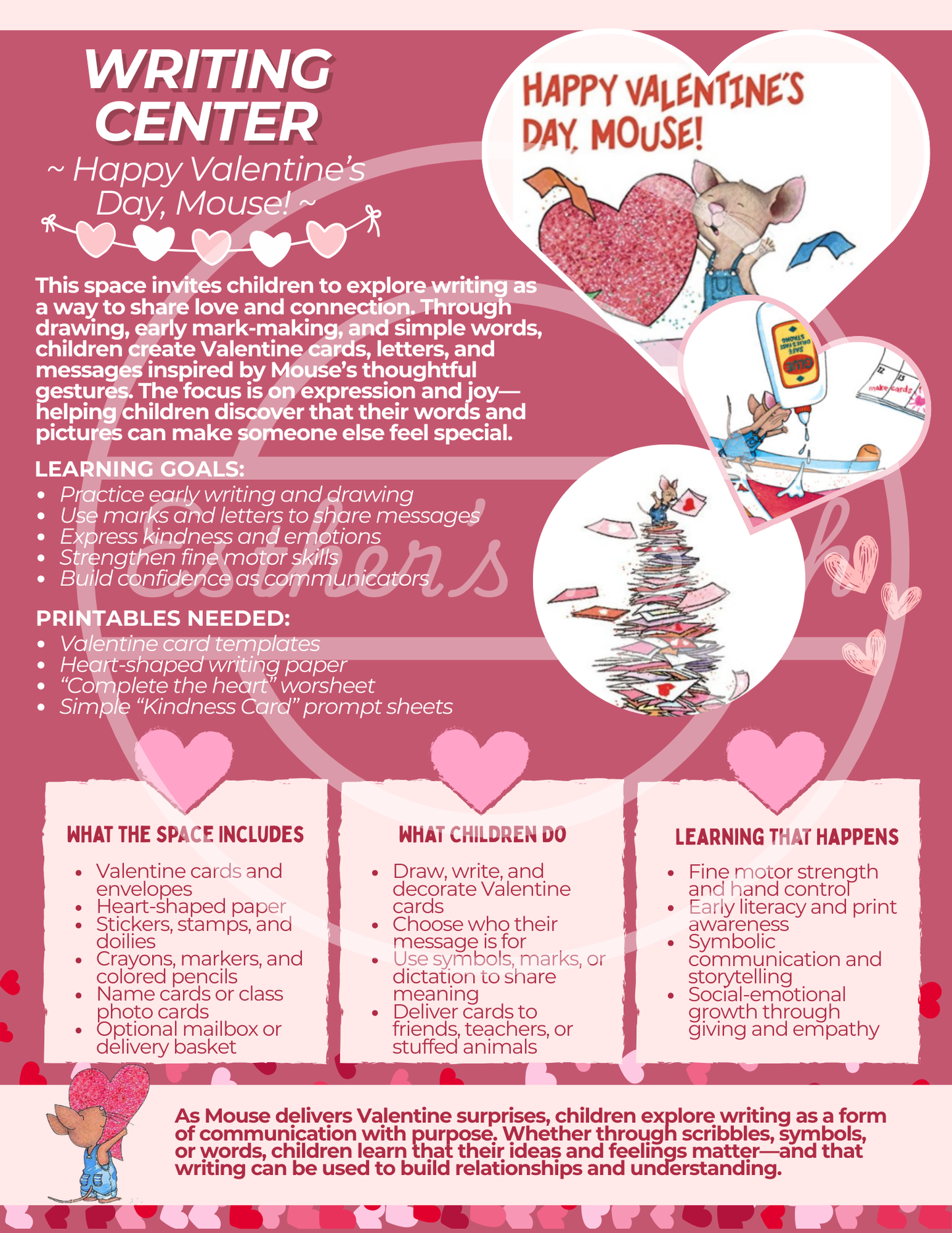 Valentine’s Day Writing Center – Inspired by Happy Valentine’s Day, Mouse