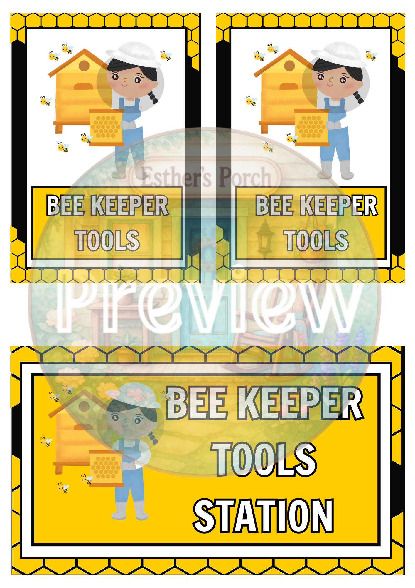 Bee-Themed Learning & Dramatic Play Label Collection