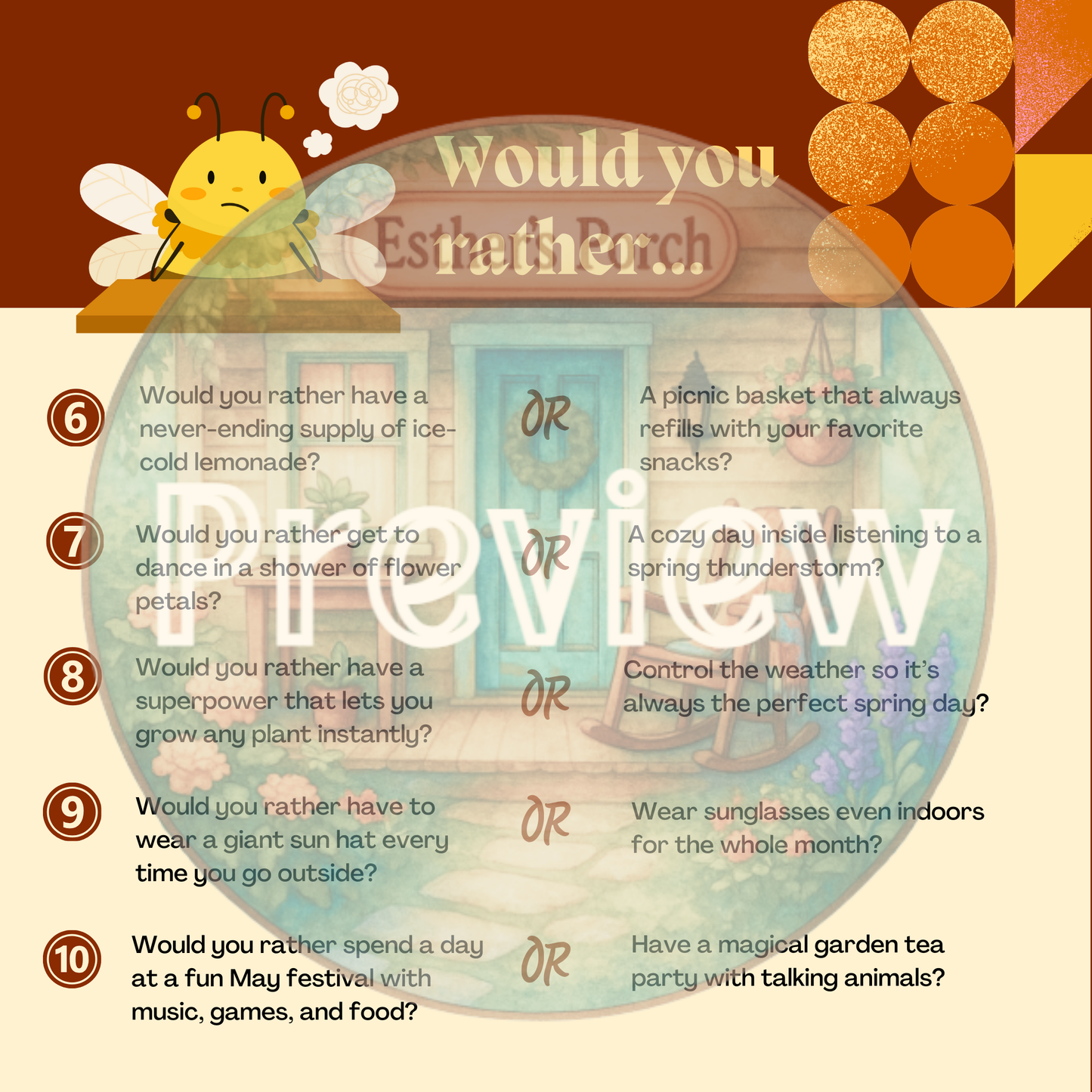 Would You Rather? – Bee-Themed Conversation & Choice Game